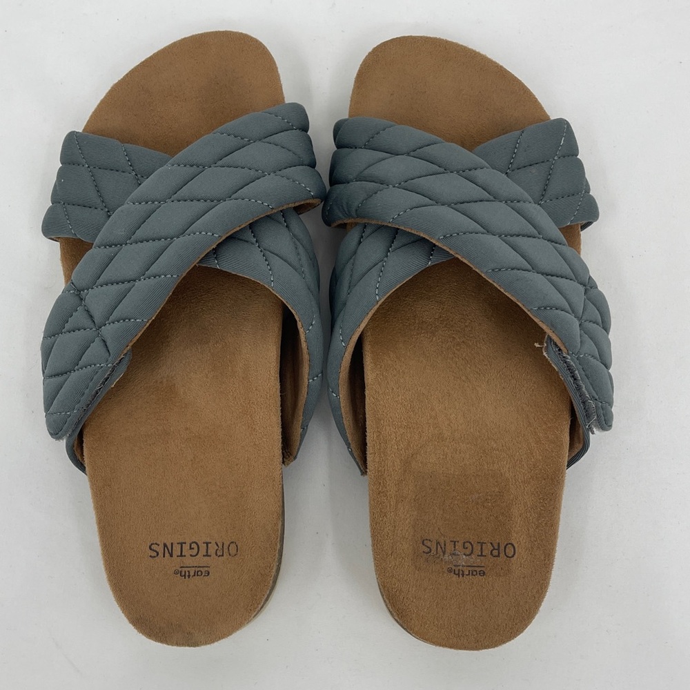 EARTH Origins Quilted Crisscross Slide Sandals in Slate Blue WOMENS SIZE 7.5 M - Picture 4 of 8